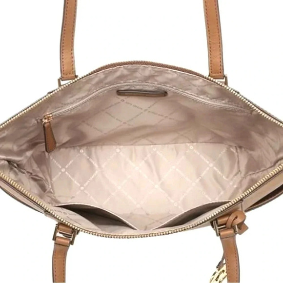MICHAEL KORS CHARLOTTE LARGE TOP ZIP TOTE BAG LUGGAGE BROWN (NWT) - Picture 9 of 14